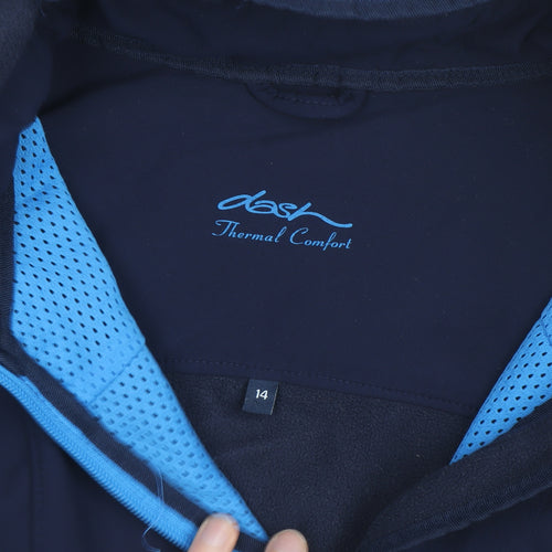 Dash Thermal Comfort Blue Soft Shell Hooded Jacket Unisex Size 14