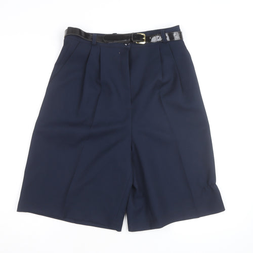 Sophie Women’s Navy Blue Size 12 Bermuda Pleated Shorts with Belt