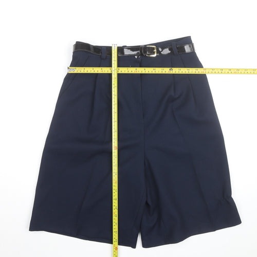 Sophie Women’s Navy Blue Size 12 Bermuda Pleated Shorts with Belt