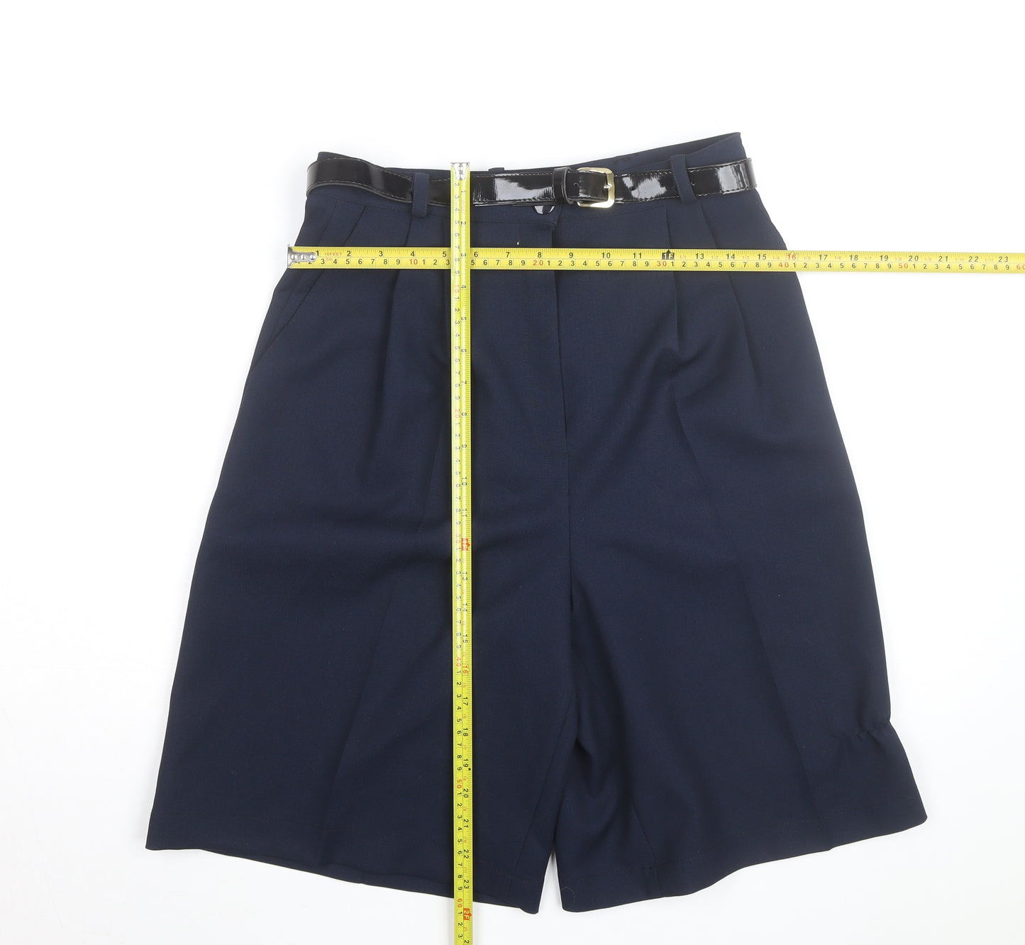 Sophie Women’s Navy Blue Size 12 Bermuda Pleated Shorts with Belt