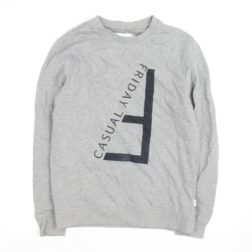 Casual Friday Men's Grey Graphic Crew Neck Sweatshirt Size S