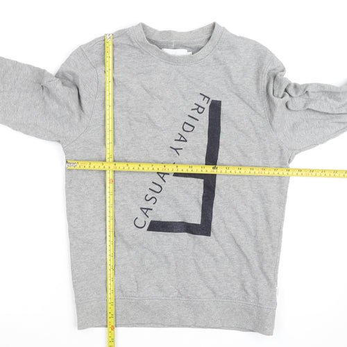 Casual Friday Men's Grey Graphic Crew Neck Sweatshirt Size S