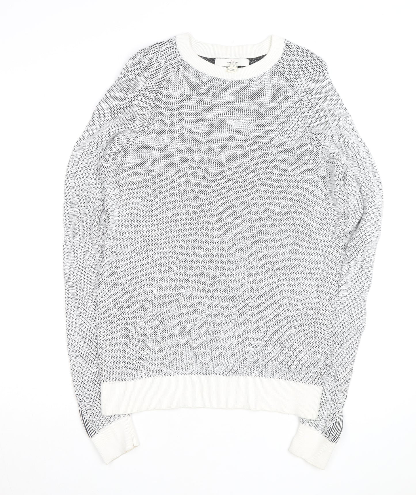 River Island Men's Grey Cotton Knit Crew Neck Jumper Size S