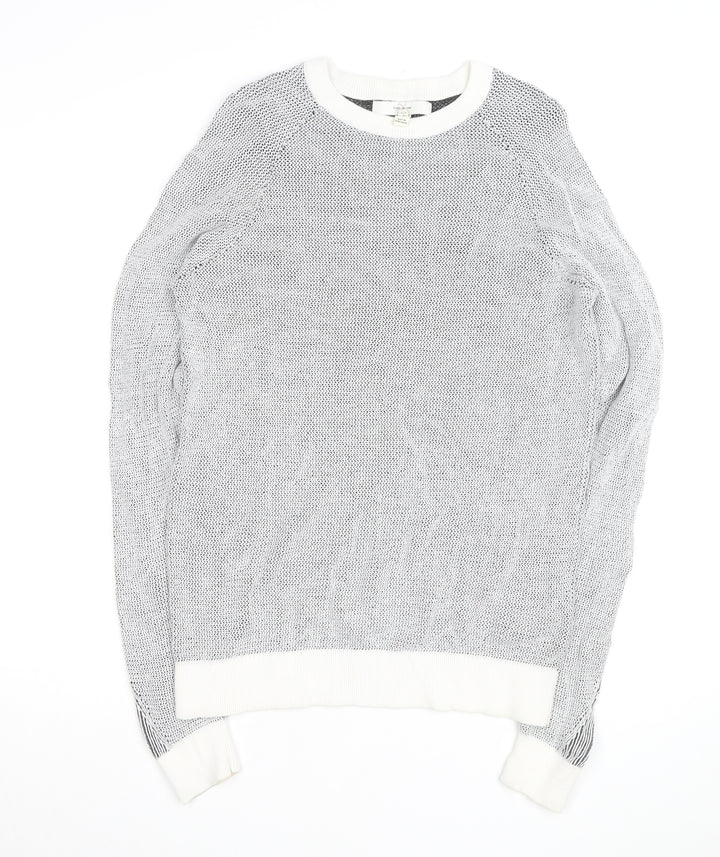 River Island Men's Grey Cotton Knit Crew Neck Jumper Size S