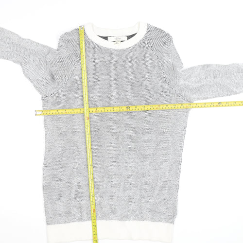 River Island Men's Grey Cotton Knit Crew Neck Jumper Size S