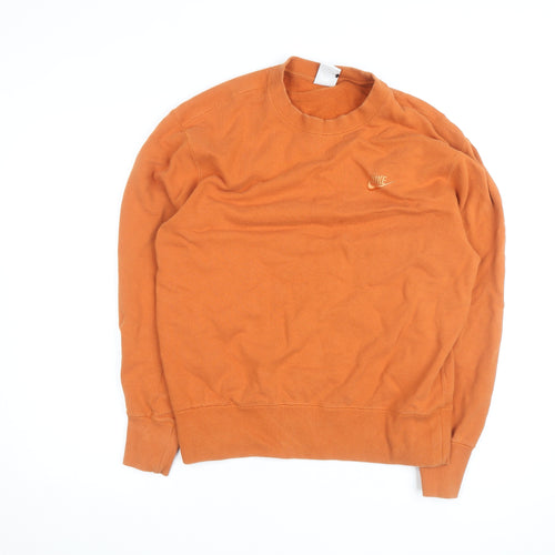Nike Men's Orange Small Crew Neck Pullover Sweatshirt