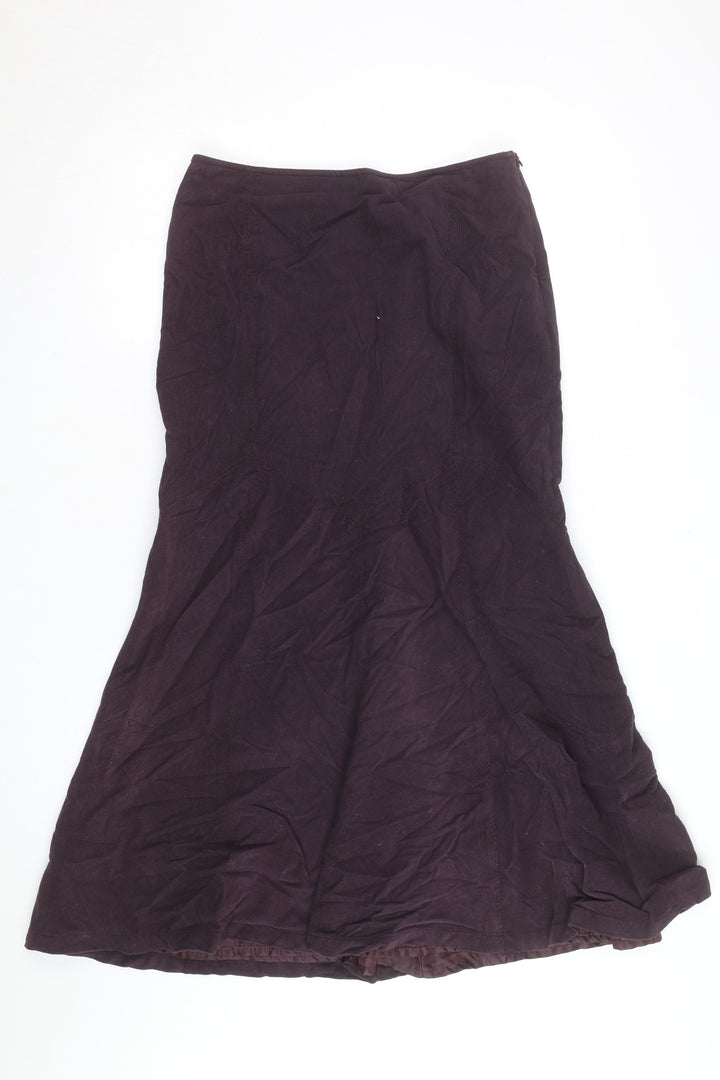 Olsen Womens Brown Corduroy Flared Midi Skirt Size 12