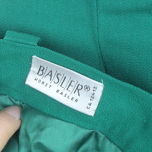 Basler Womens Green Midi Pleated Skirt Size 14 Lined Button Detail