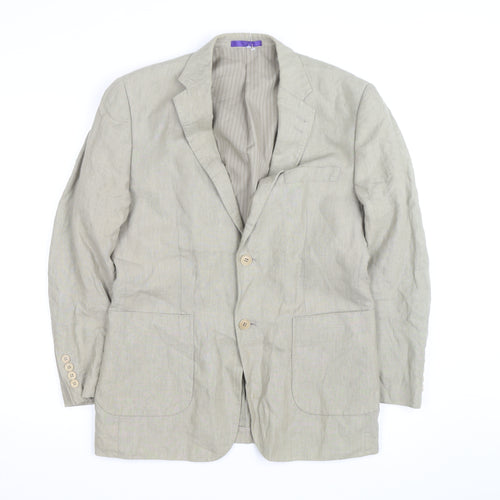 Butler and Webb Women’s Beige Linen Blazer M Button Mid-Length
