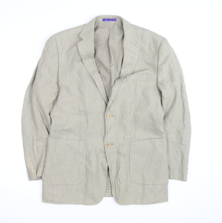Butler and Webb Women’s Beige Linen Blazer M Button Mid-Length