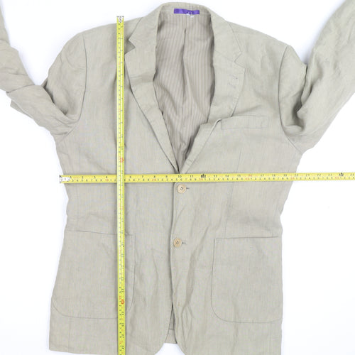 Butler and Webb Women’s Beige Linen Blazer M Button Mid-Length
