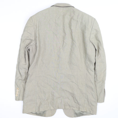 Butler and Webb Women’s Beige Linen Blazer M Button Mid-Length