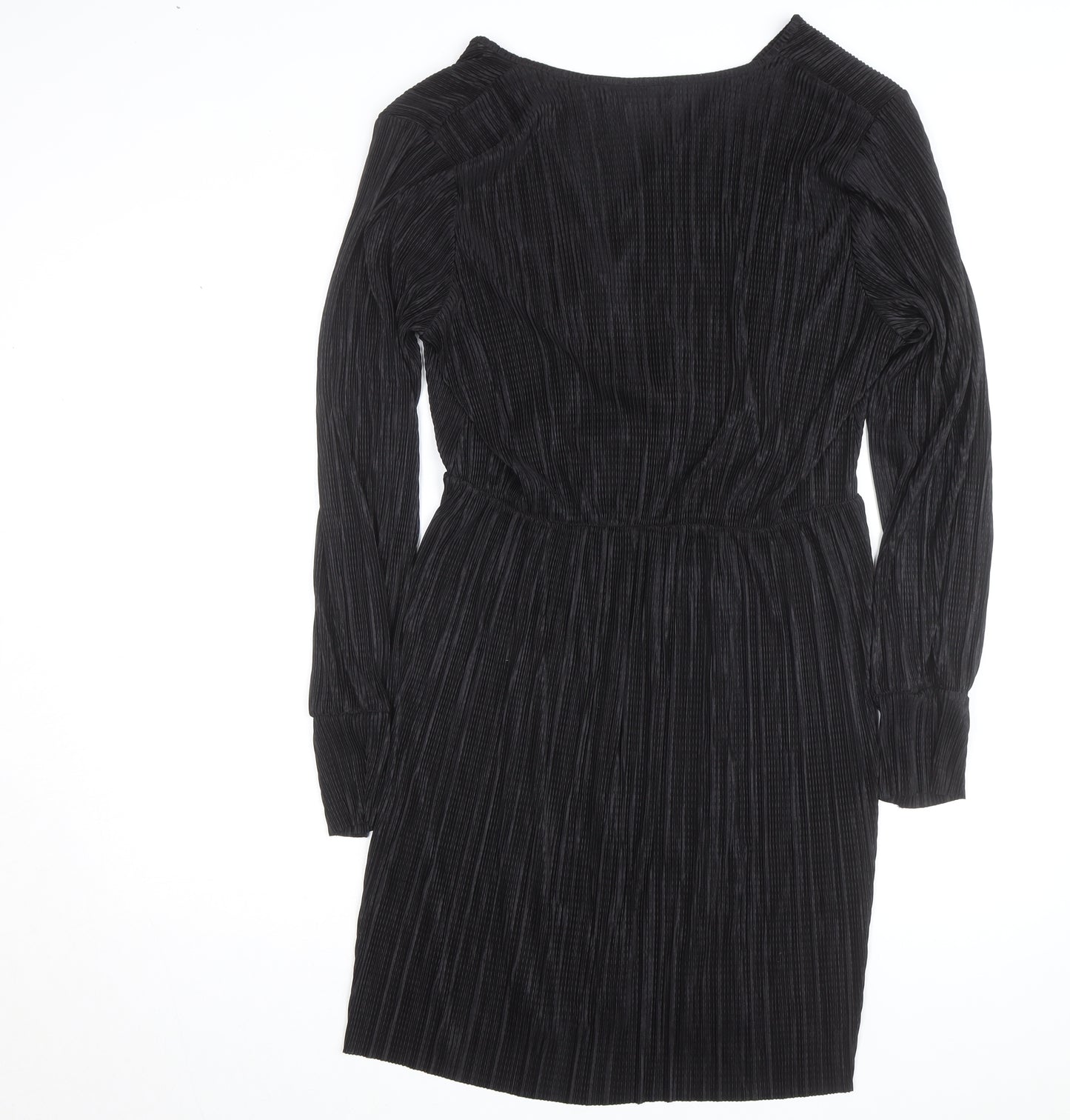 Boohoo Women’s Black Velour Wrap Dress Size 16 Long Sleeve