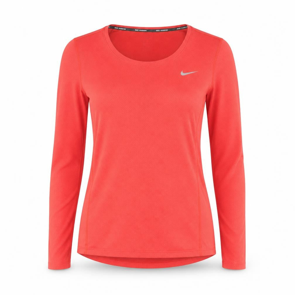 Nike Men's Red Dri-FIT Long Sleeve Running Top Size S