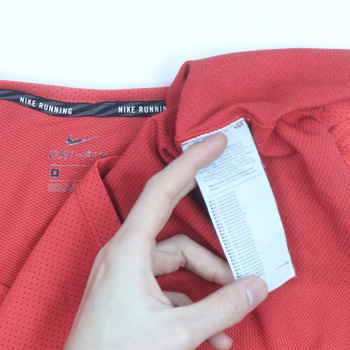 Nike Men's Red Dri-FIT Long Sleeve Running Top Size S