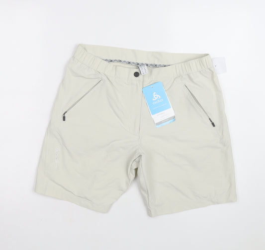 Odlo Womens Beige Chino Outdoor Shorts Size 12 Quick Dry Lightweight
