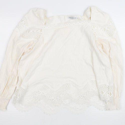 Gallery Women Ivory Lace Tunic Blouse Size 18 Long Sleeve