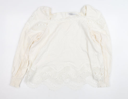 Gallery Women Ivory Lace Tunic Blouse Size 18 Long Sleeve