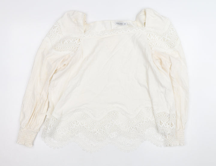 Gallery Women Ivory Lace Tunic Blouse Size 18 Long Sleeve
