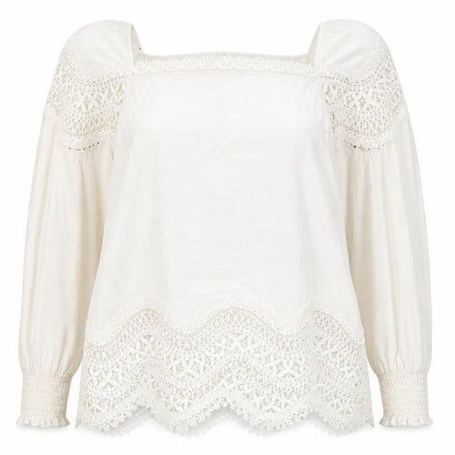 Gallery Women Ivory Lace Tunic Blouse Size 18 Long Sleeve