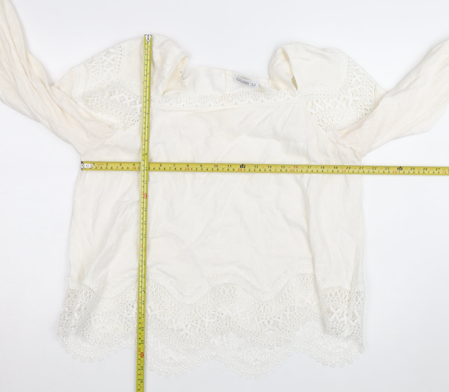 Gallery Women Ivory Lace Tunic Blouse Size 18 Long Sleeve