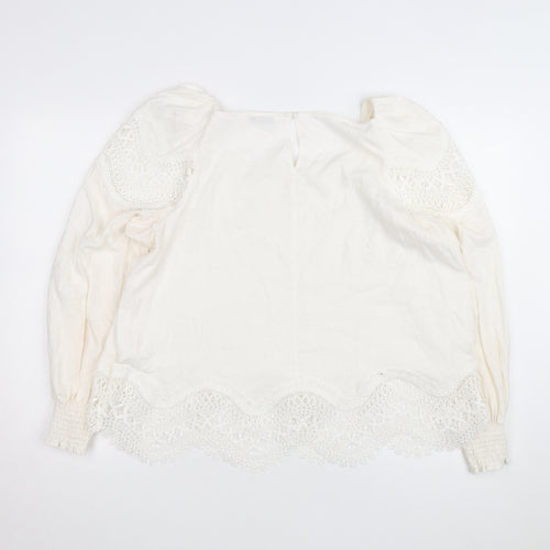 Gallery Women Ivory Lace Tunic Blouse Size 18 Long Sleeve
