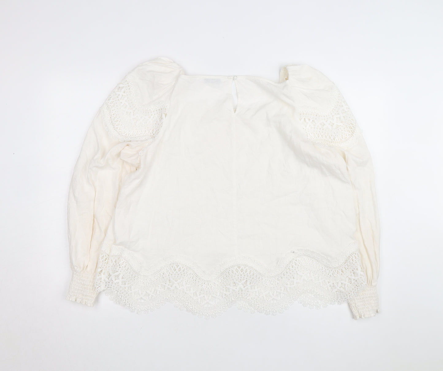 Gallery Women Ivory Lace Tunic Blouse Size 18 Long Sleeve