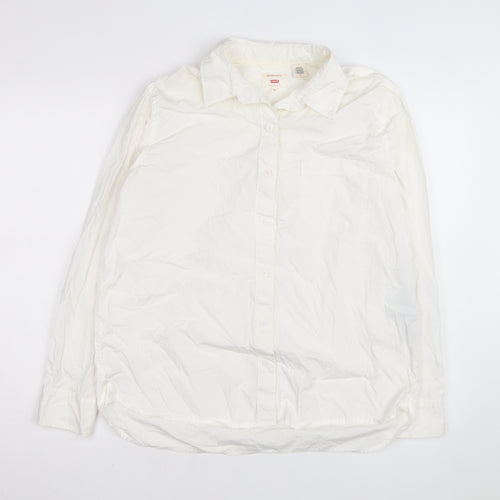 Levi's Unisex White Cotton Boyfriend Fit Long Sleeve Shirt M