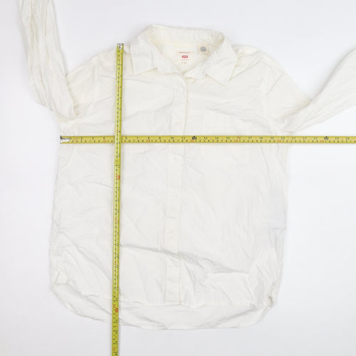 Levi's Unisex White Cotton Boyfriend Fit Long Sleeve Shirt M