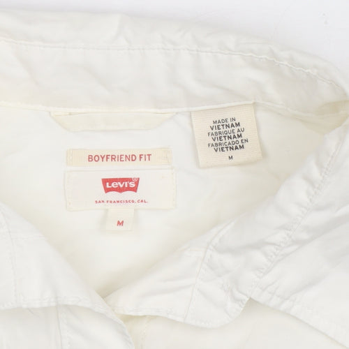 Levi's Unisex White Cotton Boyfriend Fit Long Sleeve Shirt M