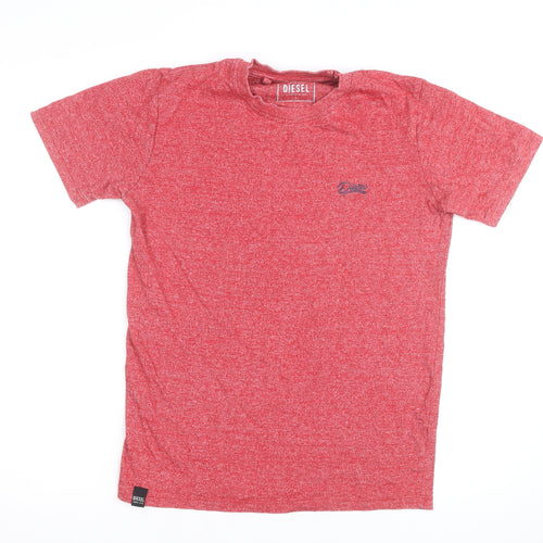 Diesel Men's Red Crew Neck Short Sleeve Cotton Blend T-Shirt Size S