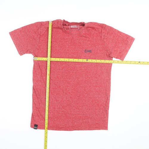 Diesel Men's Red Crew Neck Short Sleeve Cotton Blend T-Shirt Size S