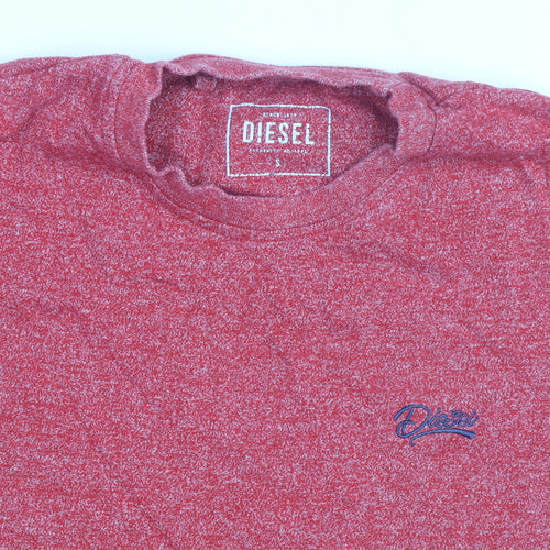 Diesel Men's Red Crew Neck Short Sleeve Cotton Blend T-Shirt Size S