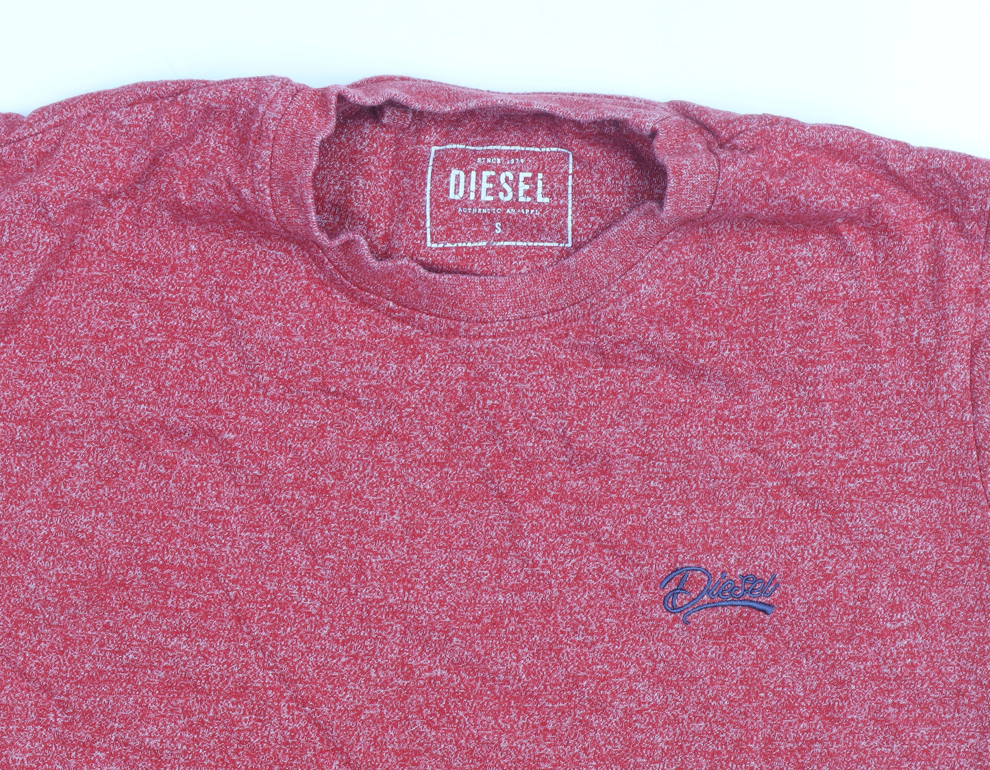 Diesel Men's Red Crew Neck Short Sleeve Cotton Blend T-Shirt Size S