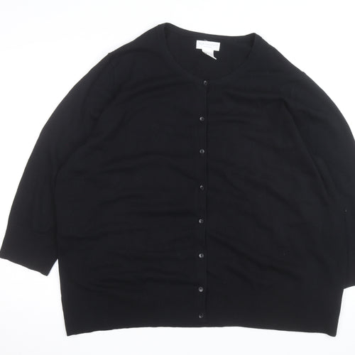Worthington Woman Black 3X (UK 26) Crew Neck Button Cardigan