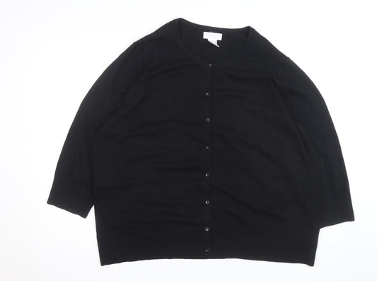 Worthington Woman Black 3X (UK 26) Crew Neck Button Cardigan
