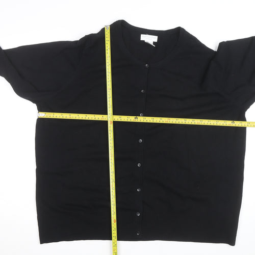 Worthington Woman Black 3X (UK 26) Crew Neck Button Cardigan