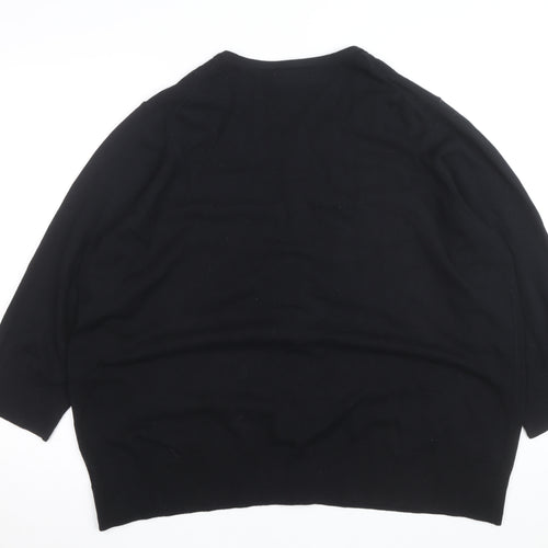 Worthington Woman Black 3X (UK 26) Crew Neck Button Cardigan