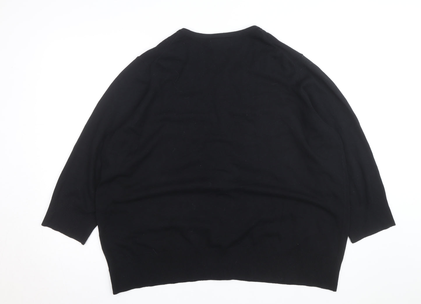 Worthington Woman Black 3X (UK 26) Crew Neck Button Cardigan