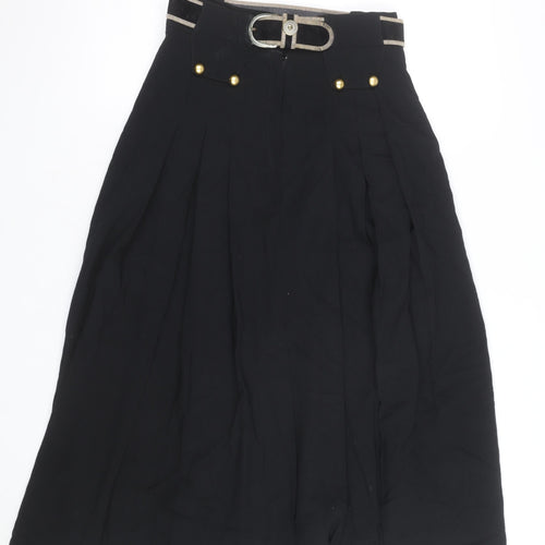 Max Pierre Women's Black Pleated Midi Belted Skirt UK 10