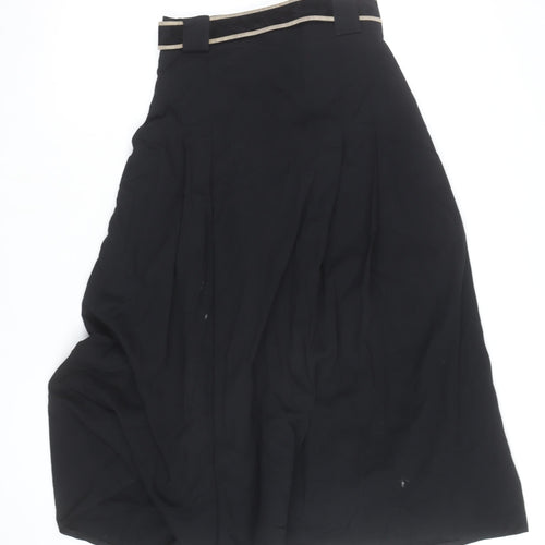 Max Pierre Women's Black Pleated Midi Belted Skirt UK 10