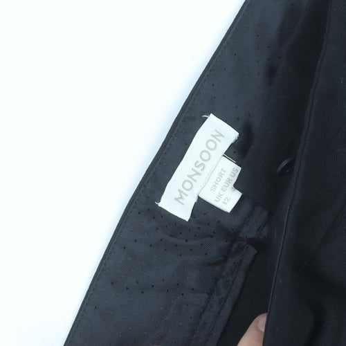 Monsoon Women Black Size 12 Short Straight Dress Pants