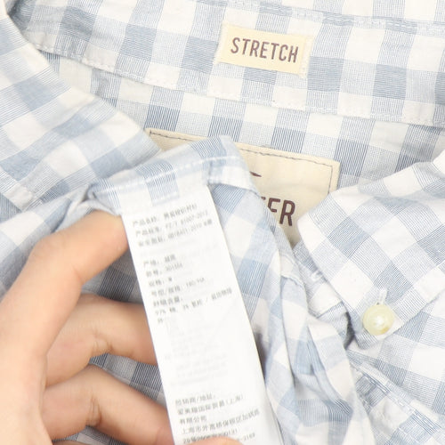 Hollister Men’s Blue Check Slim Fit Long Sleeve Button-Up Shirt M