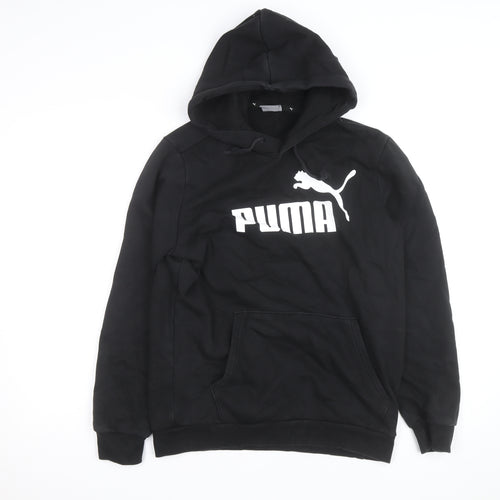 Puma Men's Black Pullover Hoodie Small Logo Graphic Sweatshirt