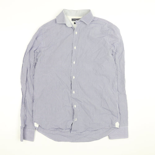 Tommy Hilfiger Men's Blue Striped Slim Fit Long Sleeve Cotton Shirt S