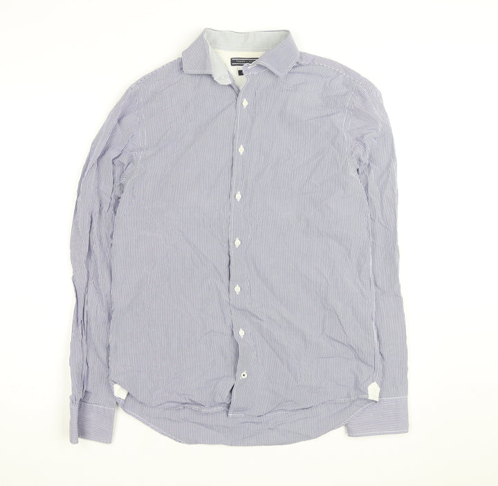 Tommy Hilfiger Men's Blue Striped Slim Fit Long Sleeve Cotton Shirt S