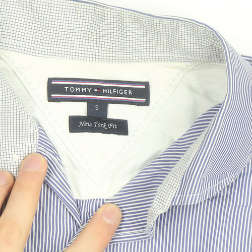 Tommy Hilfiger Men's Blue Striped Slim Fit Long Sleeve Cotton Shirt S