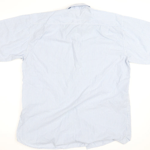 Lacoste Men's Blue Striped Short Sleeve Button-Up Shirt XL
