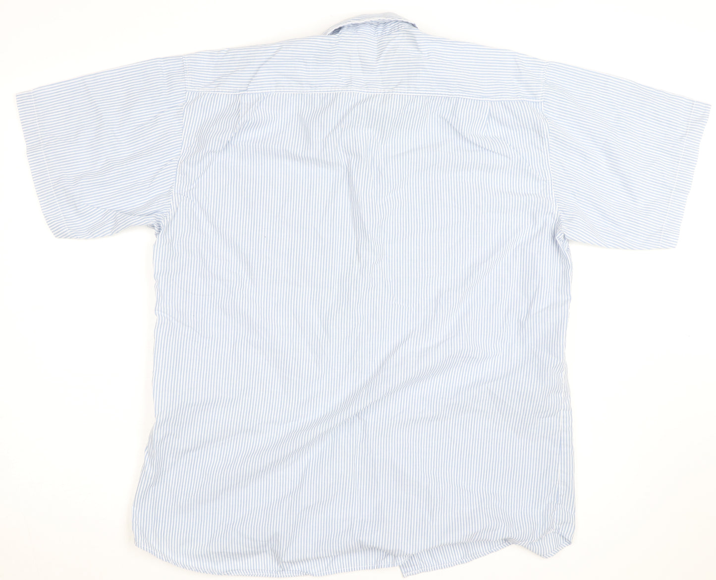 Lacoste Men's Blue Striped Short Sleeve Button-Up Shirt XL