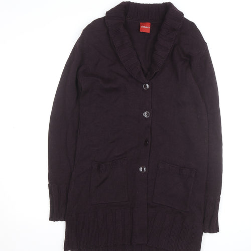 Olsen Women Purple Wool Blend Long Sleeve Cardigan Size M